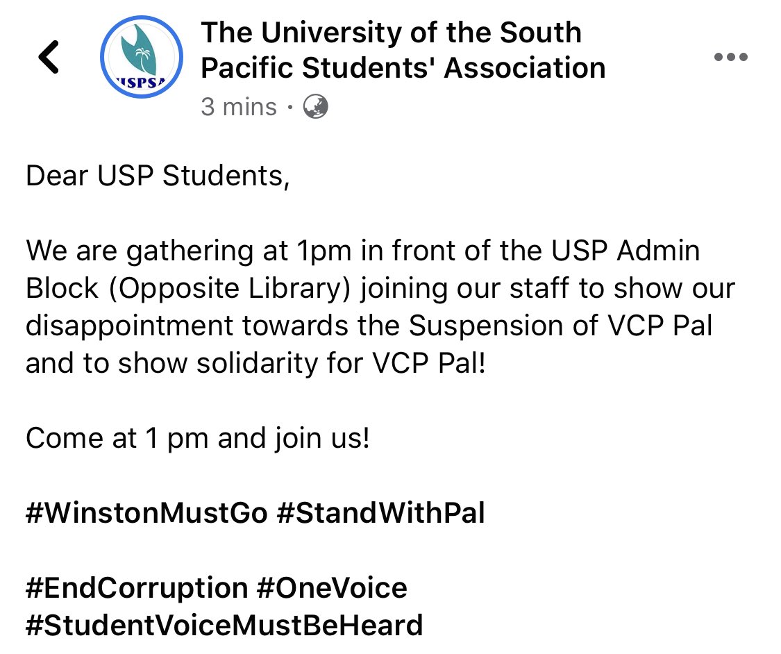 angry_kpra's tweet photo. BREAKING: @pal_vcp has been suspended. 

Solidarity gathering at 1pm today! https://t.co/tOT9n0TUtv