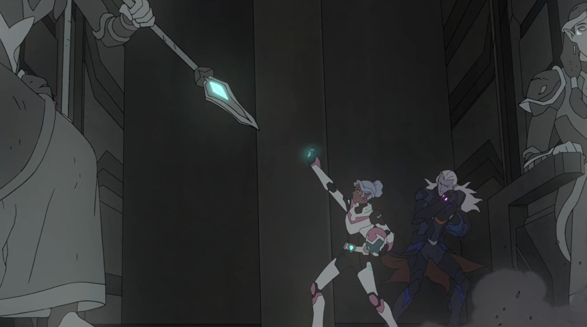 Unlike the other characters in Allura's orbit, Lotor isn't a character she is doing things FOR. Lotor doing things WITH Allura, through support. He allows her to call the shots and respects all of her decisions. This becomes important later.
