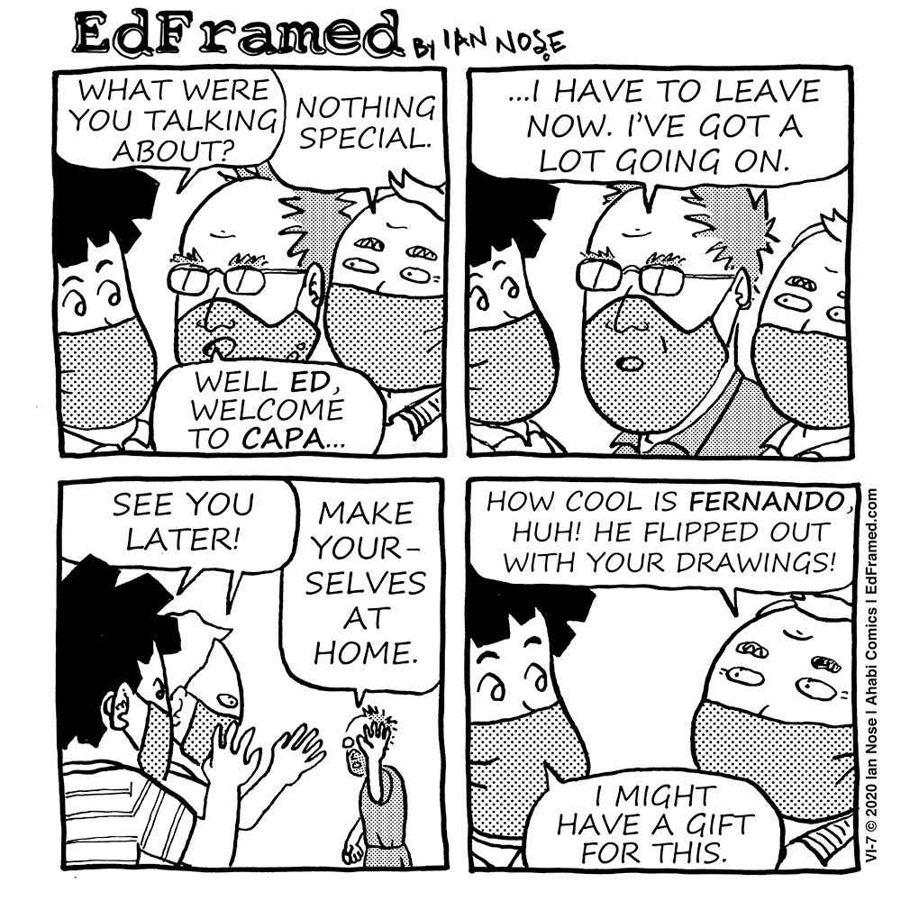IanNose's tweet photo. 2020-VI-7
#edframed #comicstrip #dailycartoon #instacomic  #英語 #漫画 #コミック #4コマ漫画 #stayhomecomic #euskomik #cartoon #webcomic #webcomics #quarentineart #quarentinedays #madrid #spain #artistlife #artistsoninstagram #DrArt https://t.co/j3KQrfDVYy