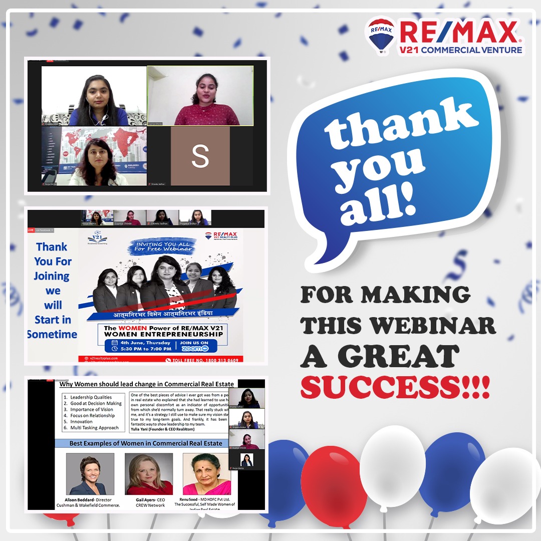 v21realtyplus's tweet photo. We RE/MAX V21 would like to thanks to all super and powerful womens of V21 Family for delivering this excellent webinar to all of us.

 for details click here https://t.co/59Io7rugBh.

#remaxv21 #remaxinidia #remaxglobal #realestate #propertybuyers #realestateagents #womenpower https://t.co/1evhLx8FuW