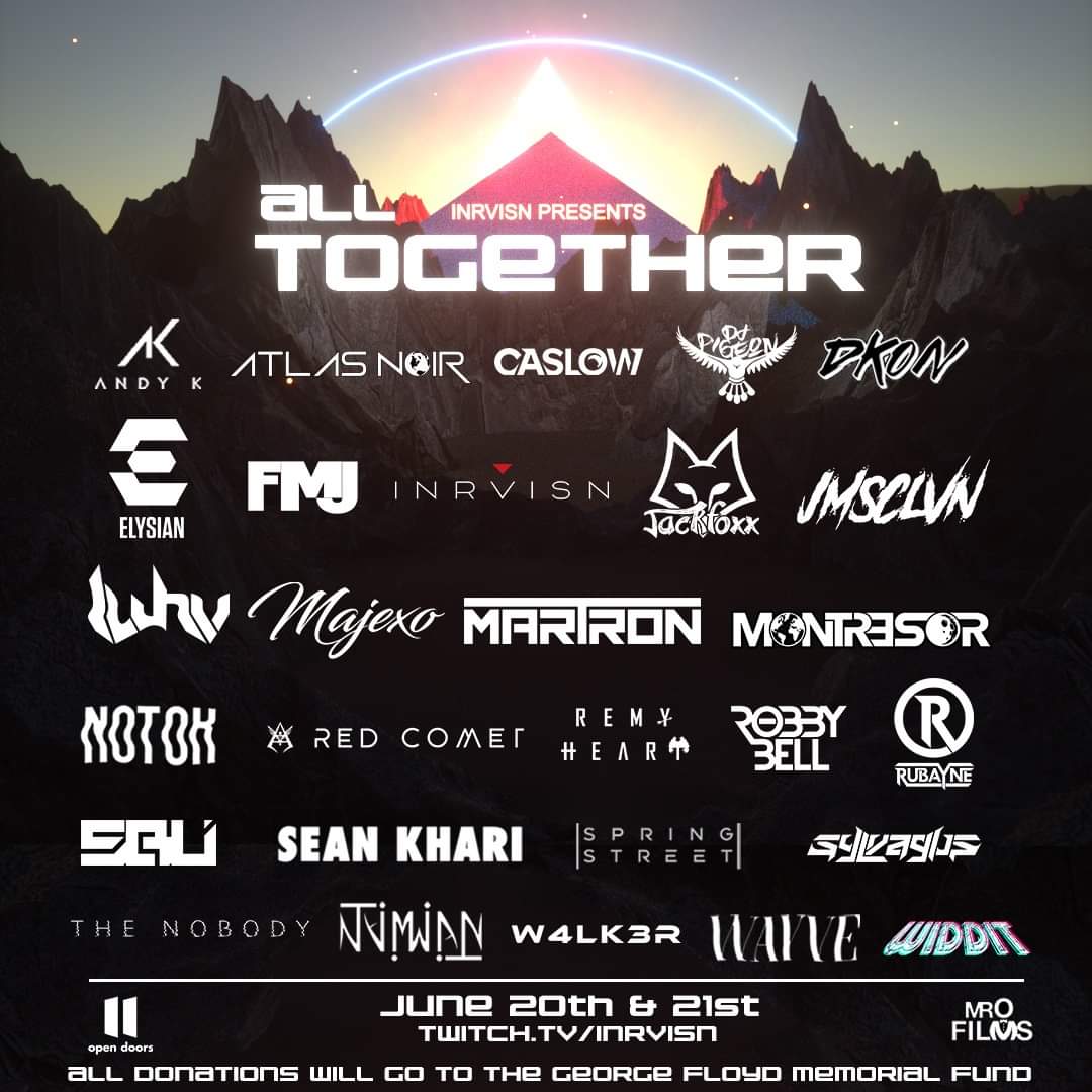 officialsbu_'s tweet photo. All Together Festival: June 20th & 21st 🌐.
Tune in to witness the coming together of multiple producers and DJs from around the world. If you would like/are able to donate, all proceeds will be going to the Official George Floyd Memorial Fund.
#AllTogetherFest https://t.co/KlOcn7eILE