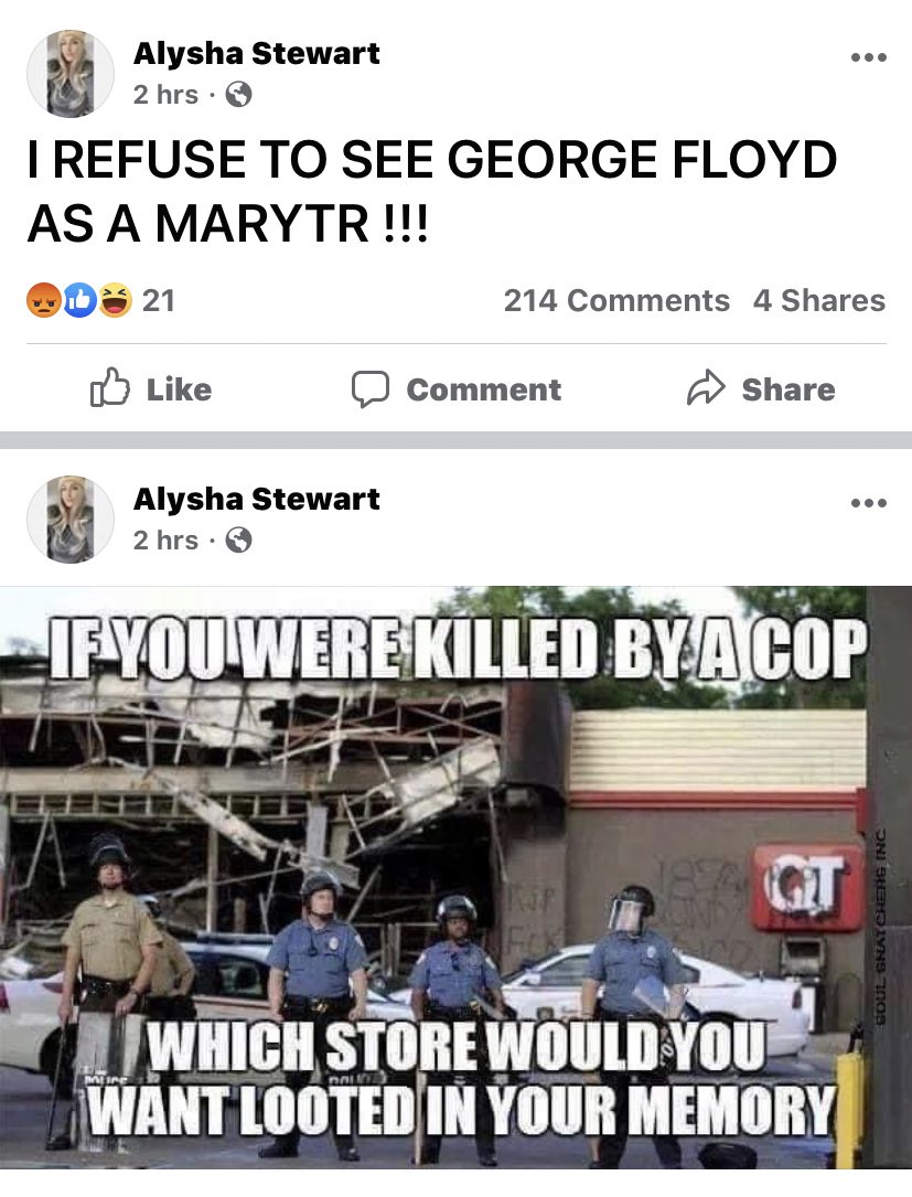 StormyEnt's tweet photo. Alysha Stewart getting dragged on FB (works in general surgery at #VictoriaGeneralHospital ) Seeing people forward these screenshots is 🤘🏻 
Feel free to message HR as many of us have! 
Hraccess@viha.ca
Ph: 250-519-7717
TF: 1-888-296-3963 https://t.co/cYsQtno5b8