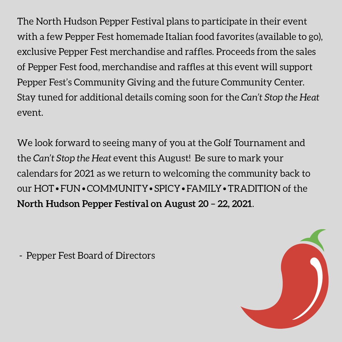 Pepper_Fest's tweet photo. 🌶 Pepper Fest 2020 Update https://t.co/hI7Ge1lHKc