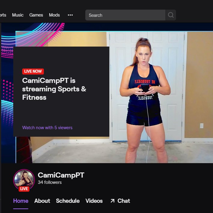 CamiCamp21's tweet photo. Live on Twitch now! Zumba with Cami! https://t.co/tCG7uMdm3t https://t.co/46DJJdaq1o