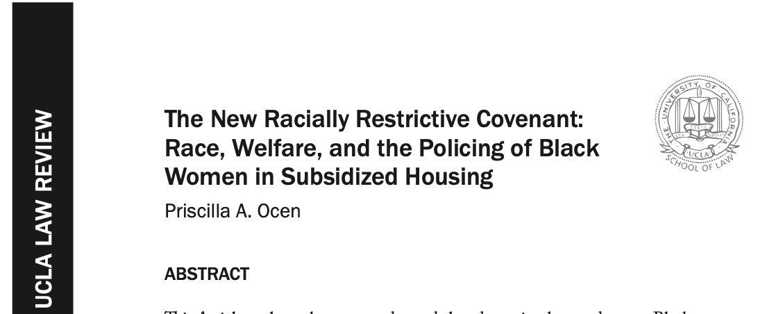 121/ "Increasingly, racial boundaries are maintained through deployment of law enforcement to police racialized boundaries... While the racially restrictive covenant and ... policing employ different strategies, the result ... [is] Black exclusion from white-identified enclaves."