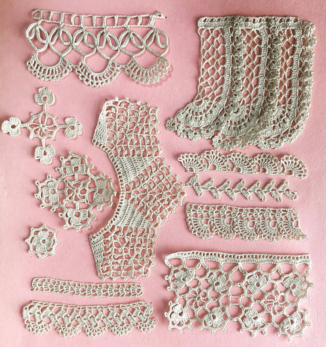 100年＋前のクロッシェレース、見て編んでみて下さいサンプル5回6点