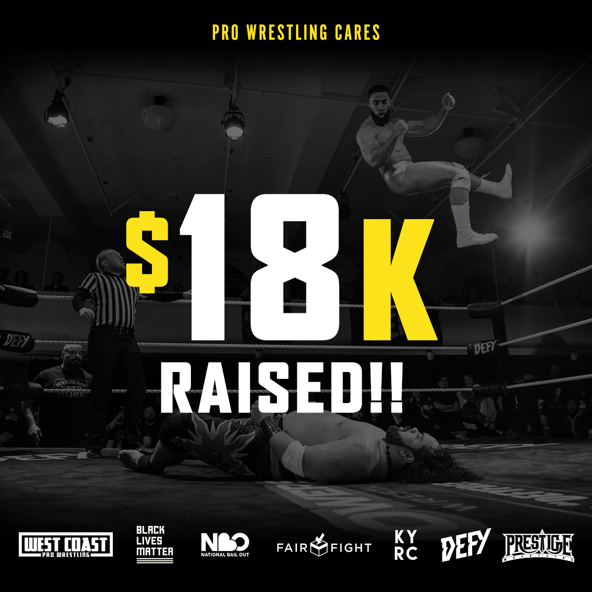defyNW's tweet image. With help from @WrestlePrestige  and the greater wrestling community, PRO WRESTLING CARES has SHATTERED our $12k goal and has now raised $18,000 for organizations fighting for Civil Rights!

WE CAN'T STOP NOW! We are stretching our goal to $20,000! DONATE: DEFYwrestling.com
