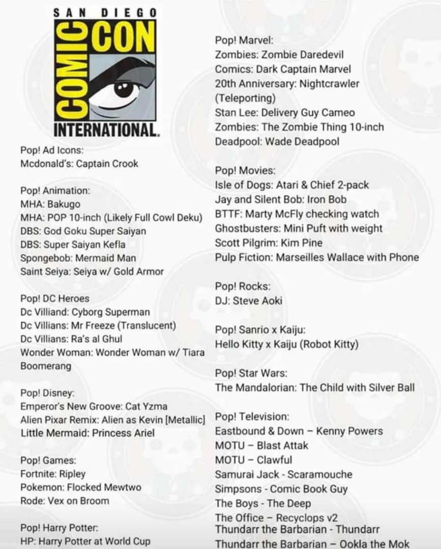 Oh yeah!!! @Comic_Con @OriginalFunko this is an exciting list. What will you all get?
#FunkoPOP #Funko #SanDiegoComicCon #Femalecollector #nerd #FunkoPopFan