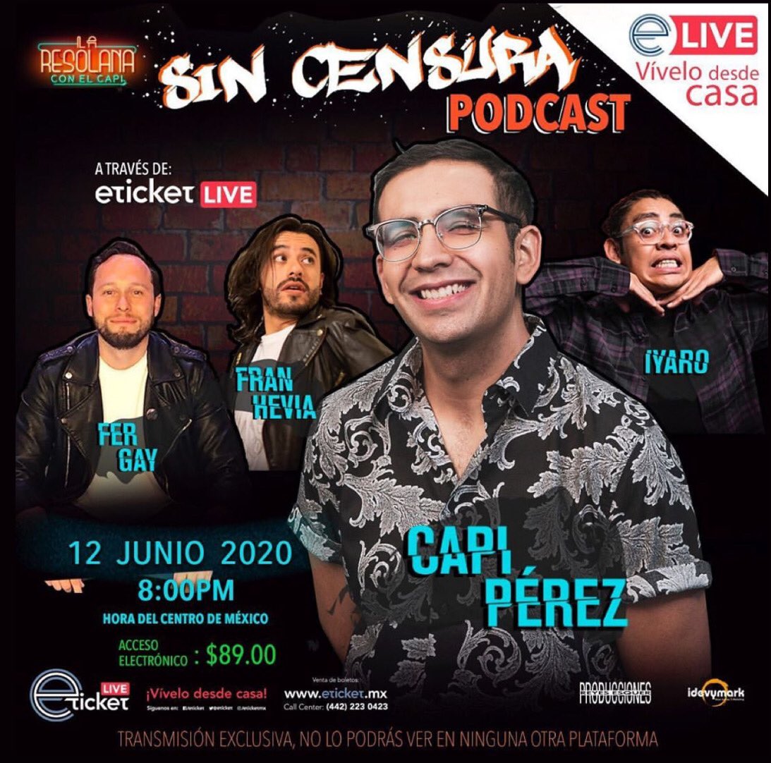 Fer_Gay's tweet photo. 🚨A la venta los boletos para @LaResolana SIN CENSURA, parte de las ganancias se van a @Reinserta así que a reír, pasarla bien y ayudar!! Los esperamos este viernes 12 de junio a las 8 pm. ¿Quién dijo yo? https://t.co/NhU1pMZJxf