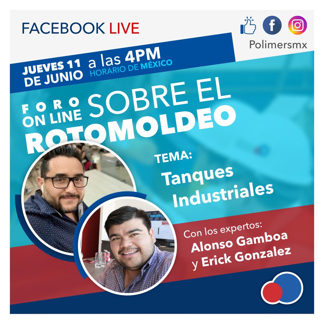 Acompáñenos en nuestro siguiente live donde hablaremos y resolveremos todas sus dudas acerca de los tanques industriales.
#live #polimeros #polimernews #plastic #Resinas #resinasplasticas #rotomoldeo #rotationalmolding #PolimerosMexicanos