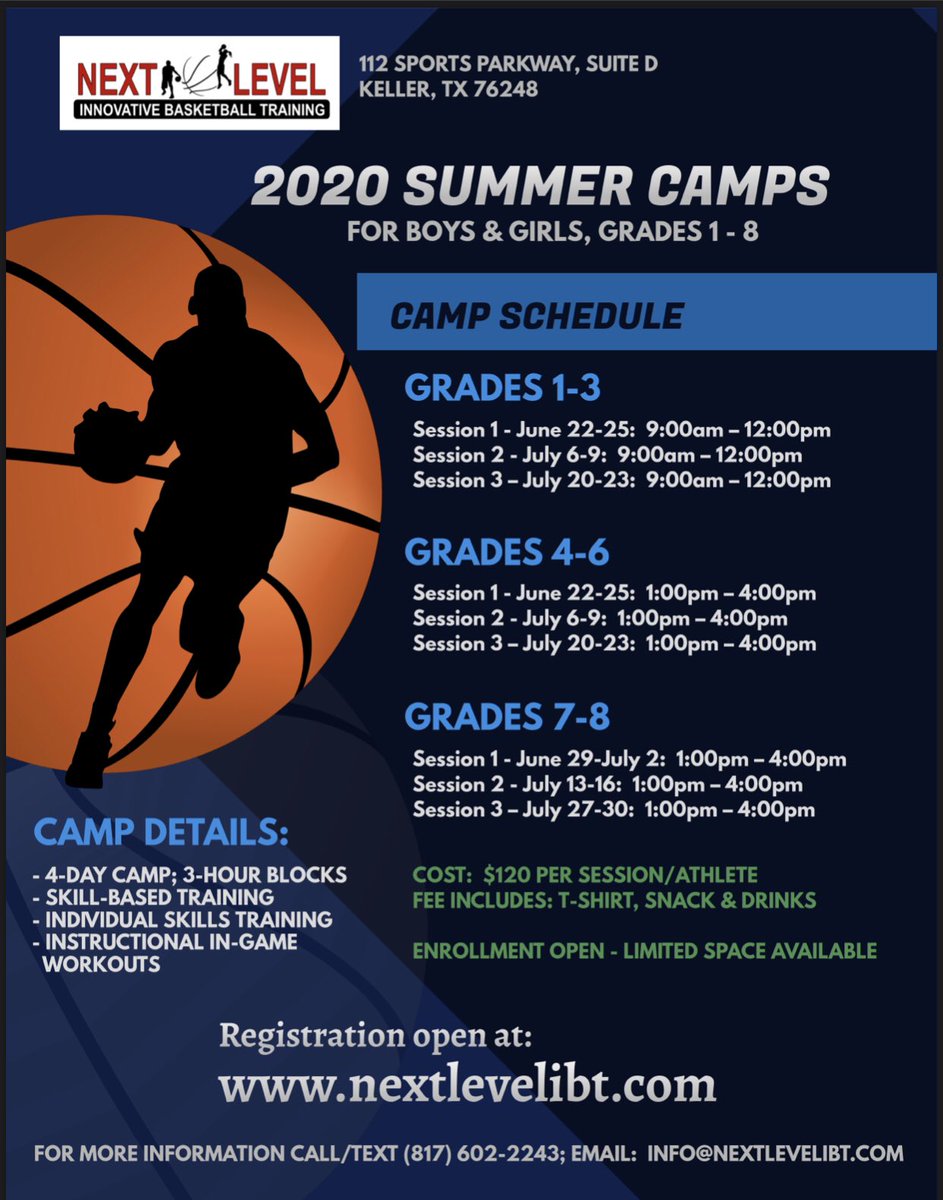Summer Camp registration is now open limited space, several dates to choose from.