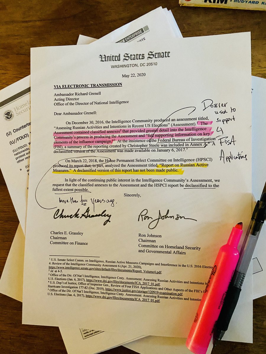 C__Herridge's tweet photo. More records still waiting declassification and release including this request from @SenRonJohnson @ChuckGrassley 2018 HPSCI “Report on Russian Active Measures” + classified annexes 2016 Intelligence Community Assessment Russian election interference + Steele reporting @CBSNews https://t.co/3F81rGaTkQ
