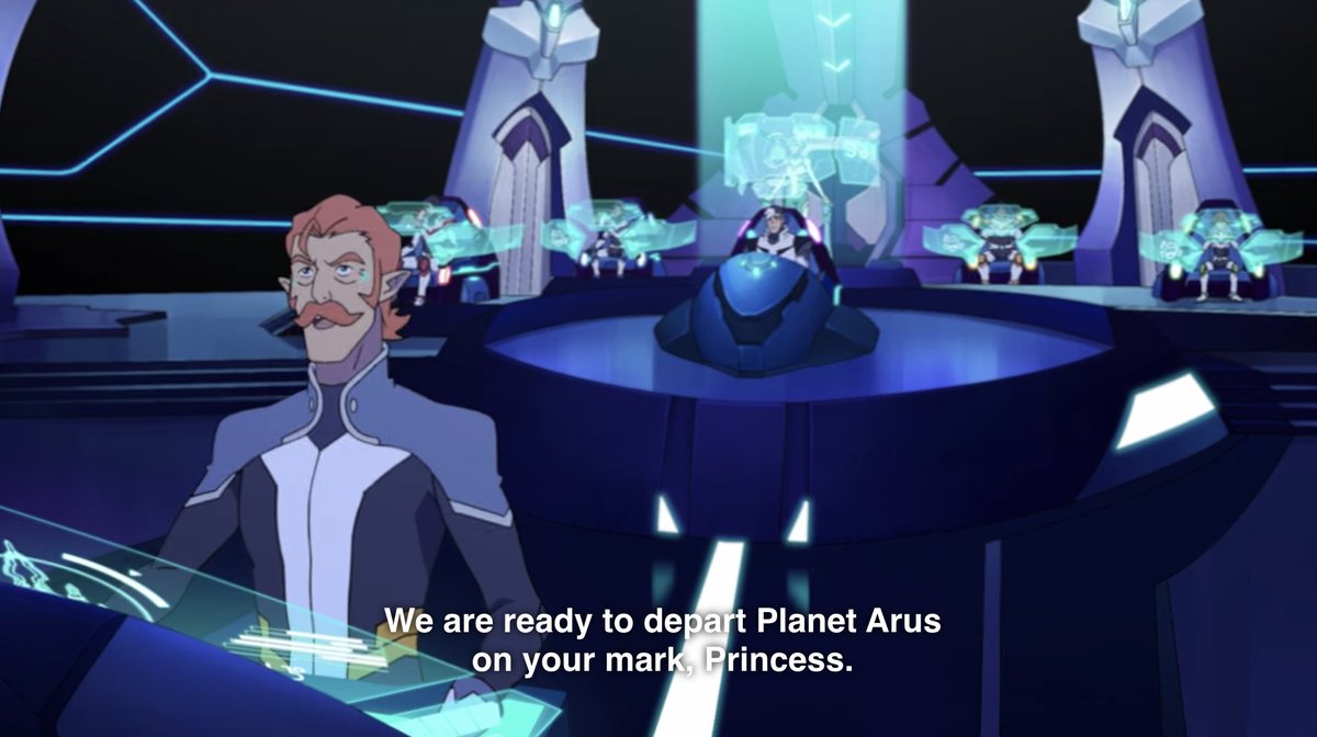 Not only that, but we also learn that her Castle is the team's space ship, and she is the captain. Note Allura’s location on the bridge - she’s even higher than that of Shiro, the Black Paladin, aka “The Leader.” She runs this shit.
