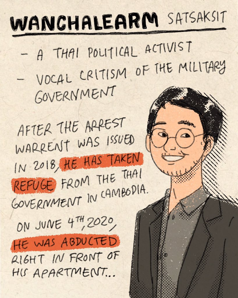 xtwonat's tweet photo. While BLM is a global matter, Thai activist exiles have been abducted and assassinated. If you can’t stand racism, you shouldn’t stand for violence towards people with different political point of view neither.
.
Gathered from hashtags/news sources #saveวันเฉลิม #savewanchalearm https://t.co/wziuHxqZlz