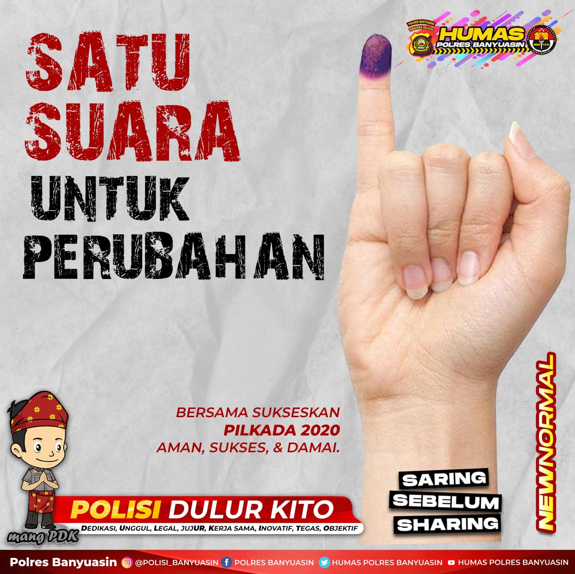#promoterpolri
#PolisiDulurKito
#bagrenpolresbanyuasin
#PolresBanyuasinmenujuZI
#polresbanyuasinsiapkawalnewnormal
#polisiindonesia
@BanyuasinPolres
<a href="/PolisiSumsel/">Polisi_Sumsel</a>
<a href="/DivHumasPolri_/">Divisi Humas Polri</a> #divisihumaspolr
@Mulmed_PoldaSS
