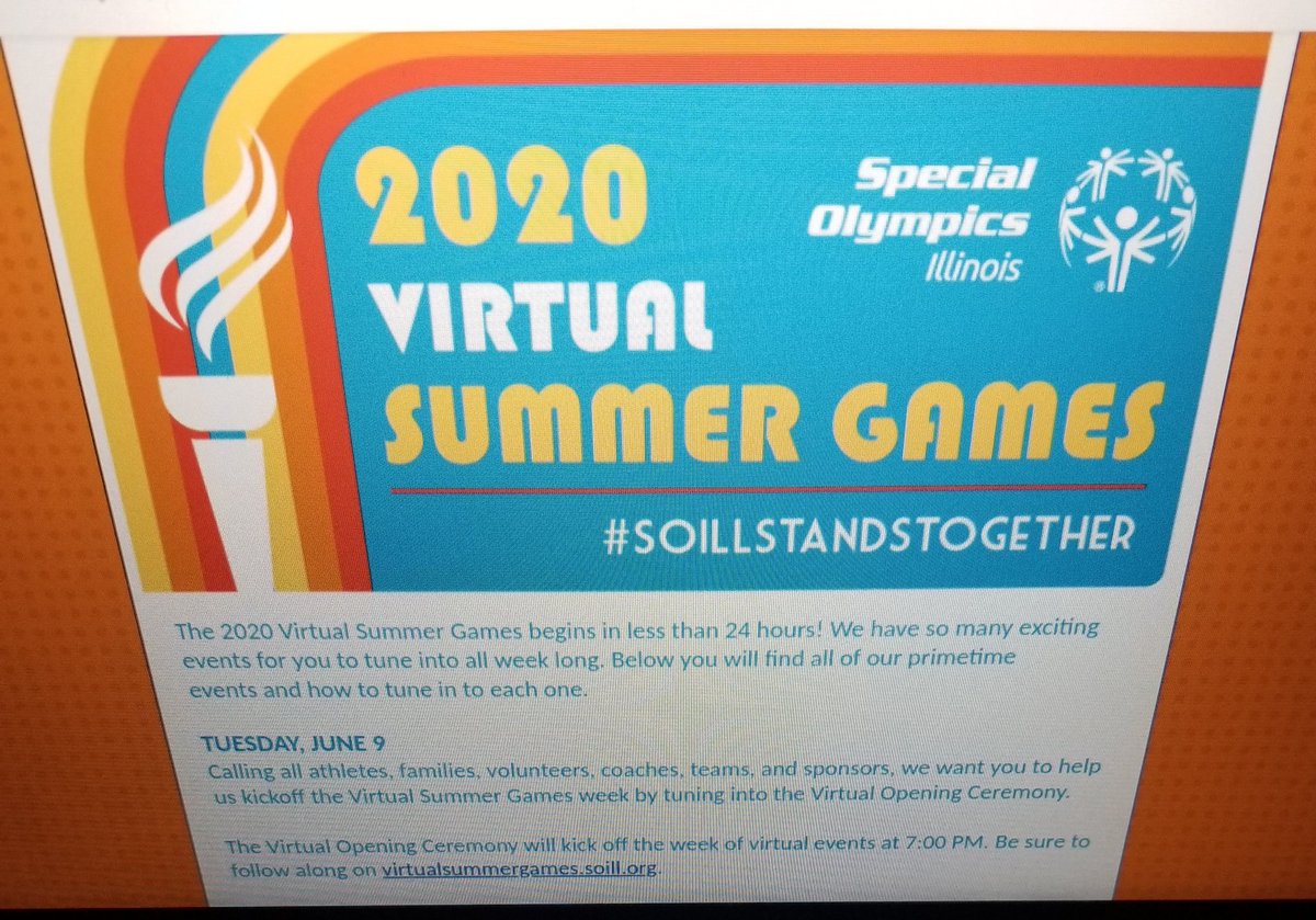 🎖2020 Virtual Summer Games🎖 June 9th-Opening Ceremony @ 7pm Be sure to follow along all the virtual events this week: Virtualsummergames.soill.org