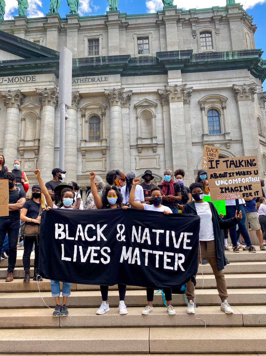 We took a study break to march at the #MontrealProtest Because police brutality is a public health issue. Because black and indigenous lives matter. Because #systemicracism does exist in Quebec. So incredibly inspiring to see thousands peacefully protest in Mtl #BLM <a href="/bmsaquebec/">Quebec Black Medical Students’ Association</a>