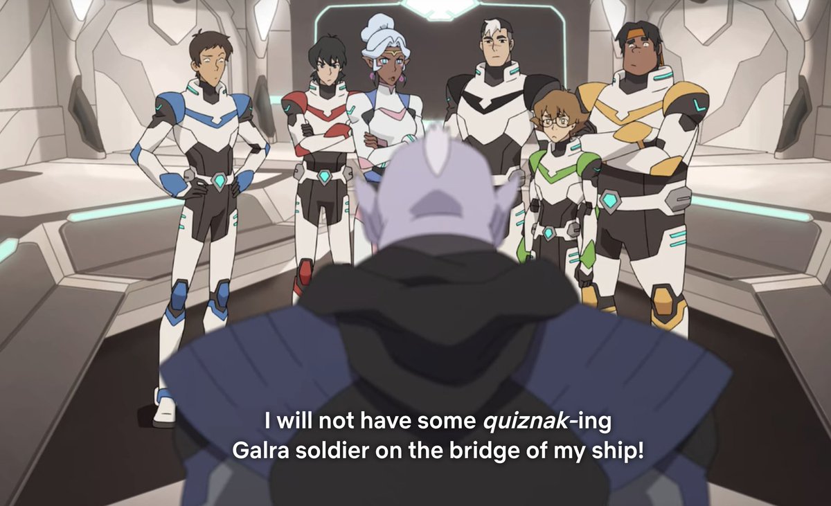 The first is her allowing Galra onto her ship, even though she doesn't want to do it. But she does it for Shiro's story (and then Keith's). She loses control over who gets to come/go of her ship, and as captain, that's a big slap in the face. Even if it's for the "greater good."