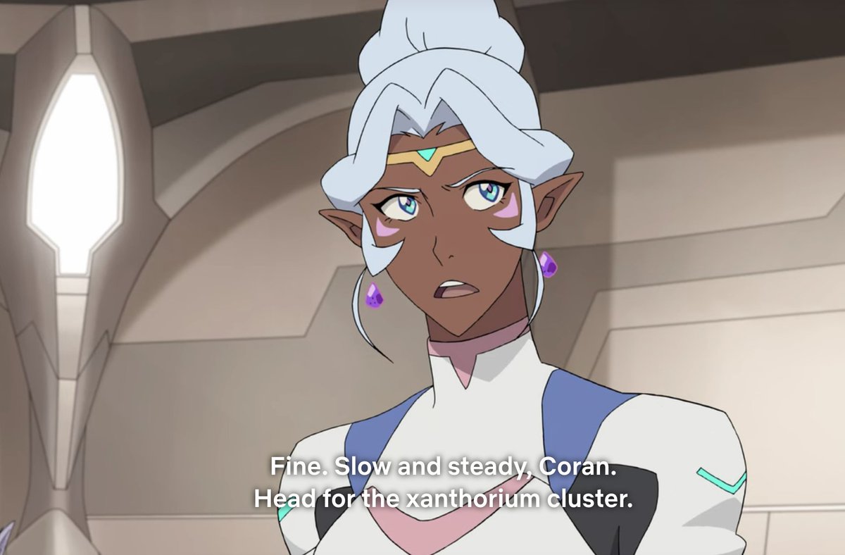 The first is her allowing Galra onto her ship, even though she doesn't want to do it. But she does it for Shiro's story (and then Keith's). She loses control over who gets to come/go of her ship, and as captain, that's a big slap in the face. Even if it's for the "greater good."