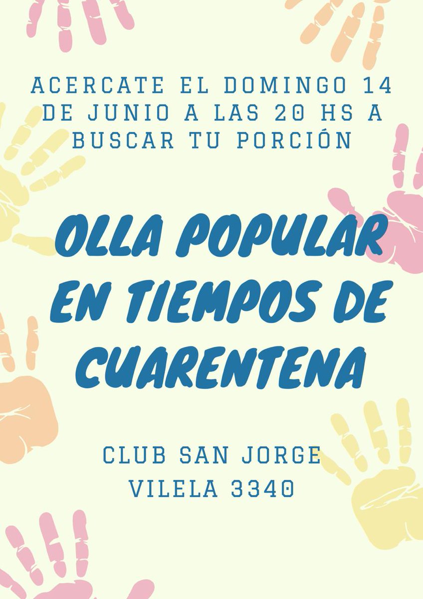 CamiCurtoo's tweet photo. Los/ las que necesiten un plato de comida no duden en venir el domingo a las 19:30 al club san jorge vilela 3340! Rt https://t.co/Bm93uFAzjb
