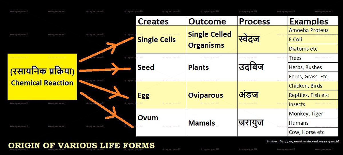 '12/n -Did Egg Came First or Chicken?-How Lice Appears in Head?-How Spiders & Inspects Come Alive in a House was Fully Closed?-1st Batch of All Organisms Created thru Chemical Reaction?-There are 4 Processes thru which Organisms are created-स्वेदज, उदबिज, अंडज, जरायुज #Pic