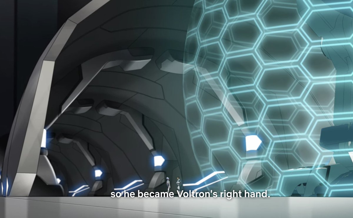 Then begins her slow descent into being pulled into Lance's arc of self-worth by inventing this "Right Hand of Voltron" thing that never existed before this moment. Somehow Lance being like her father is important. Even though he later becomes her romantic interest. It's a mess.
