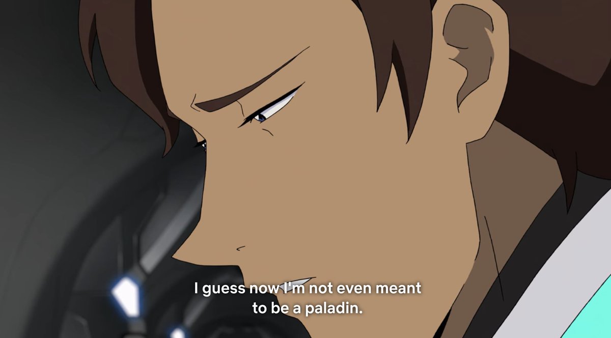 Then begins her slow descent into being pulled into Lance's arc of self-worth by inventing this "Right Hand of Voltron" thing that never existed before this moment. Somehow Lance being like her father is important. Even though he later becomes her romantic interest. It's a mess.