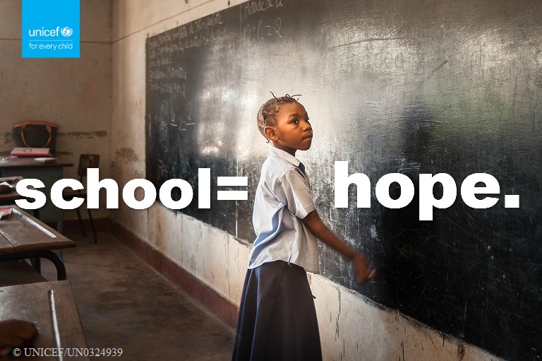 UNICEFEducation's tweet photo. #TuesdayThoughts

School = Hope 🕯️. Always. #ForEveryChild https://t.co/Xi7ILW6oXa
