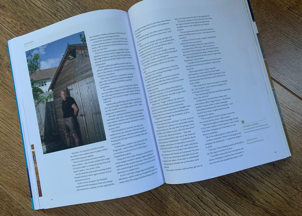 NETParkUK's tweet photo. Great to receive @NETimesMagazine magazine.
Wonderful article about #NETParkUK tenant Andy Turner featuring the incredible #SamplePod a innovative new product with @pragmatic_ltd that could same the #NHS £250m per year
Read more👉 https://t.co/jhhLysUXQS @AHSN_NENC @STSFTrust https://t.co/uELNfsAH5a