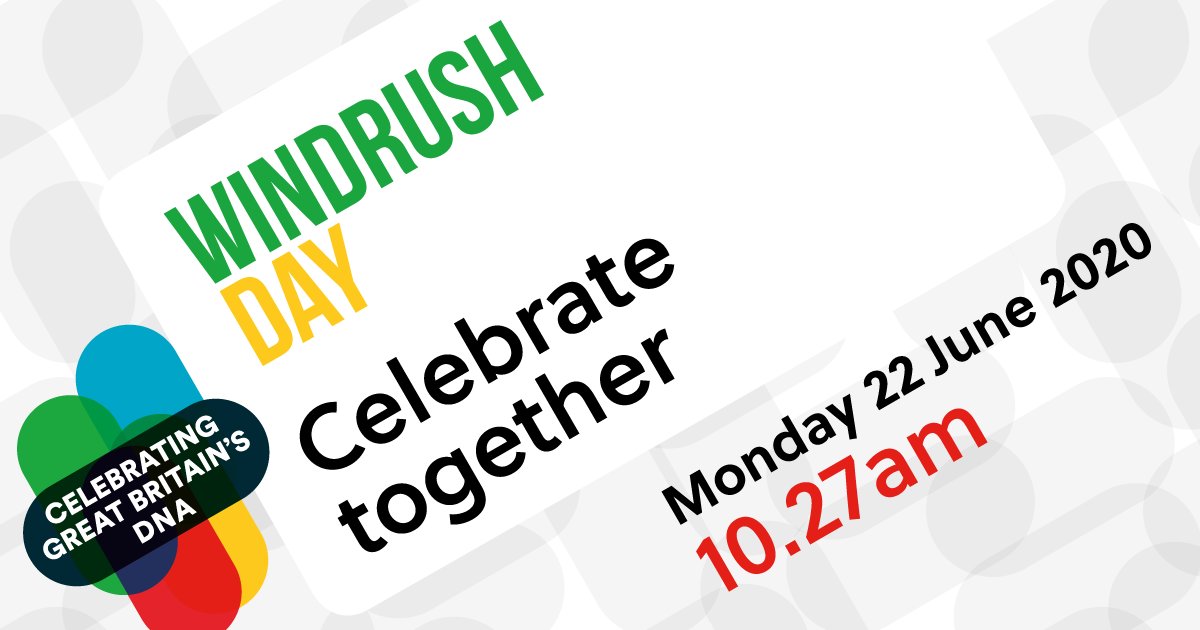WindrushLambeth's tweet photo. On Monday 22nd June at 10.27am let’s all celebrate the key role of the Windrush Generation in rebuilding Britain after WW2. Join the celebration and show your thanks by singing from your doorstep.
#SingforWindrush #ArtforWindrush #GetInvolved
#WindrushLambeth #BrixtonProject https://t.co/9xsAZWp5pr