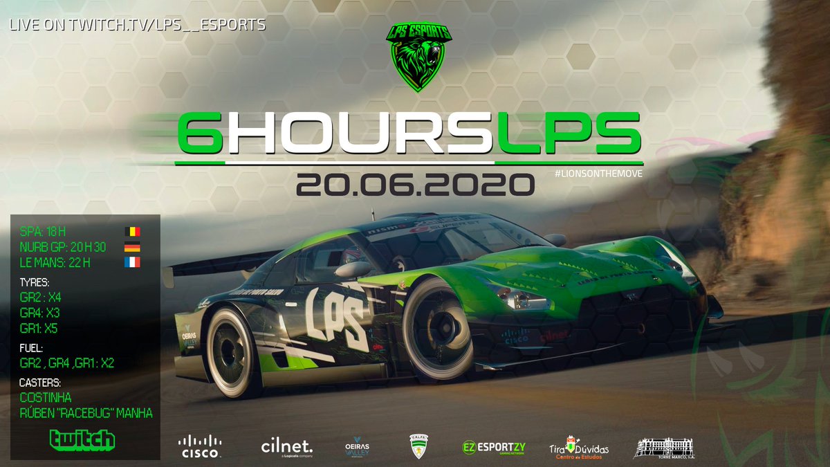 Leões Porto Salvo Esports (@leoesps_esports) on Twitter photo 6HOURSLPS
Mega evento <a href="/thegranturismo/">Gran Turismo</a>
Inscreve já a tua equipa em:
6hourslps.leoesdeportosalvo.pt
Discord competição:
discord.gg/qyenuh7
Contamos contigo 🦁
#lionsonthemove
<a href="/CiscoPortugal/">Cisco Portugal</a>
@cilnet
<a href="/esportzy/">Esportzy</a>
<a href="/MunicipioOeiras/">Município de Oeiras</a>
<a href="/rtparena/">RTP Arena</a> 6HOURSLPS
Mega evento <a href="/thegranturismo/">Gran Turismo</a>
Inscreve já a tua equipa em:
6hourslps.leoesdeportosalvo.pt
Discord competição:
discord.gg/qyenuh7
Contamos contigo 🦁
#lionsonthemove
<a href="/CiscoPortugal/">Cisco Portugal</a>
@cilnet
<a href="/esportzy/">Esportzy</a>
<a href="/MunicipioOeiras/">Município de Oeiras</a>
<a href="/rtparena/">RTP Arena</a>