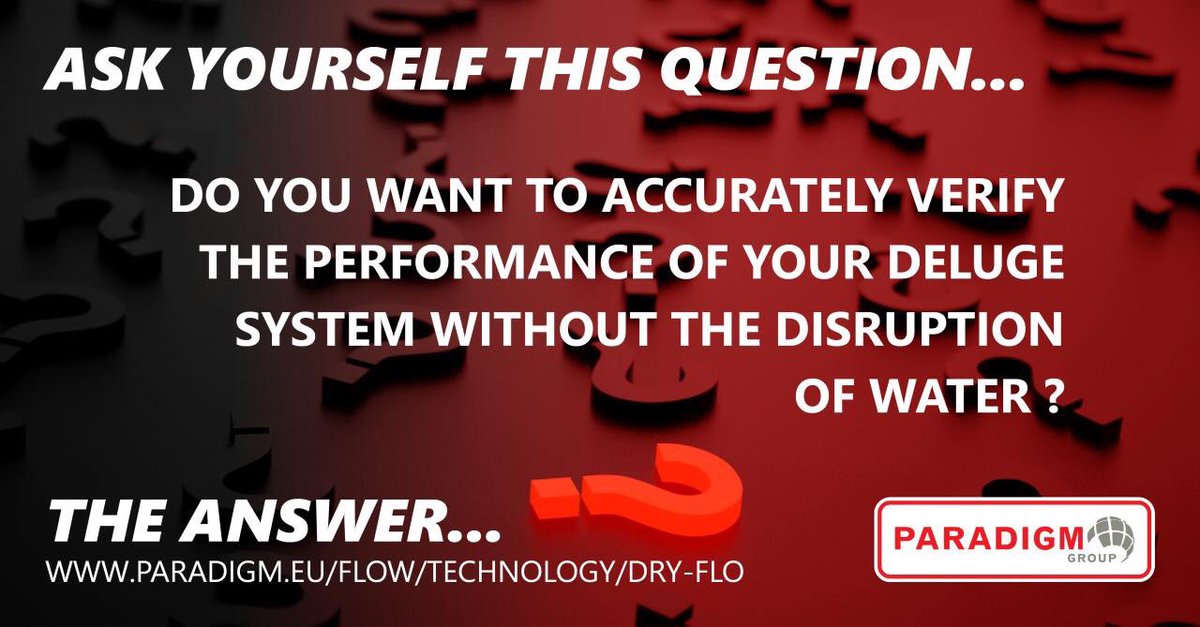 *Today at 13:00 (GMT+1)* Join us for a free webinar on our game-changing dry deluge testing solution; Dry-Flo®. Our Technical Director Hugh Mackenzie will be talking about the technology, the benefits of the system with relevant data examples; paradigm.eu/flow/please-jo…