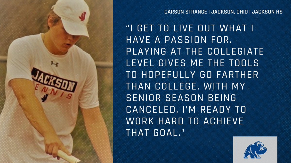 SSUBears's tweet photo. Jackson's @StrangeCarson is ready to follow his tennis passions to the next level at Shawnee State.

Read more about the two-sport student-athlete below!

https://t.co/8wDujTNyTA https://t.co/yh4kiebMuW