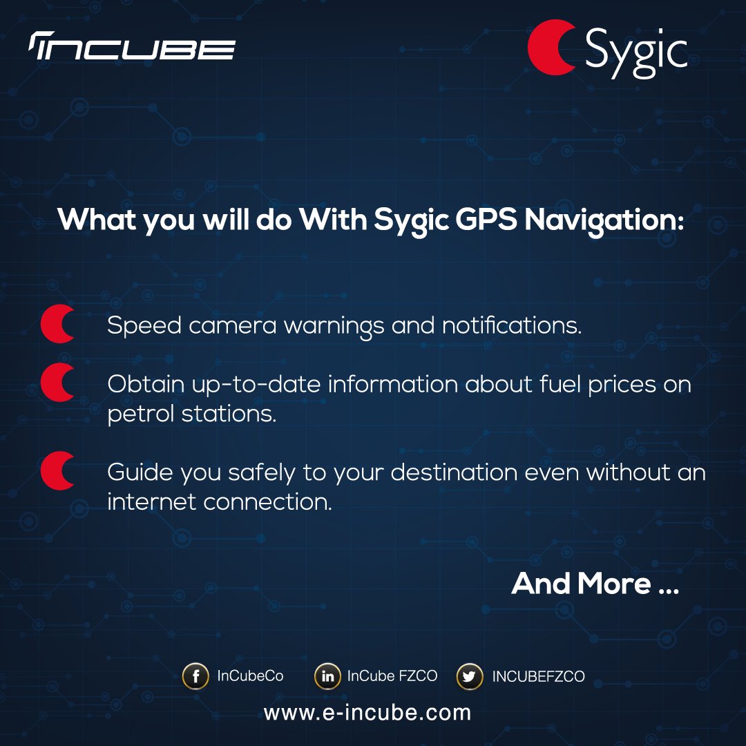 INCUBEFZCO's tweet photo. This is what you can do With SYGIC GPS Navigation:
Let`s see more : https://t.co/vvYyNxv7nh
Request a Demo : https://t.co/f9RM7fPDbB โ๏ธ
#Future_of_technology #InCube2020 #IT #Mobility #InCube #InCubeProducts #SYGIC https://t.co/pw0xmzyg8o