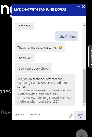 Craig69177805's tweet photo. @SamsungHelpUK @SamsungMobile 
You haven't upheld the cashback offer that I was told I was eligible by one of your advisers. I'm returning the s20 for a full refund. Appalling service, dishonest and difficult to get a straight answer https://t.co/7nqq6YKhBW
