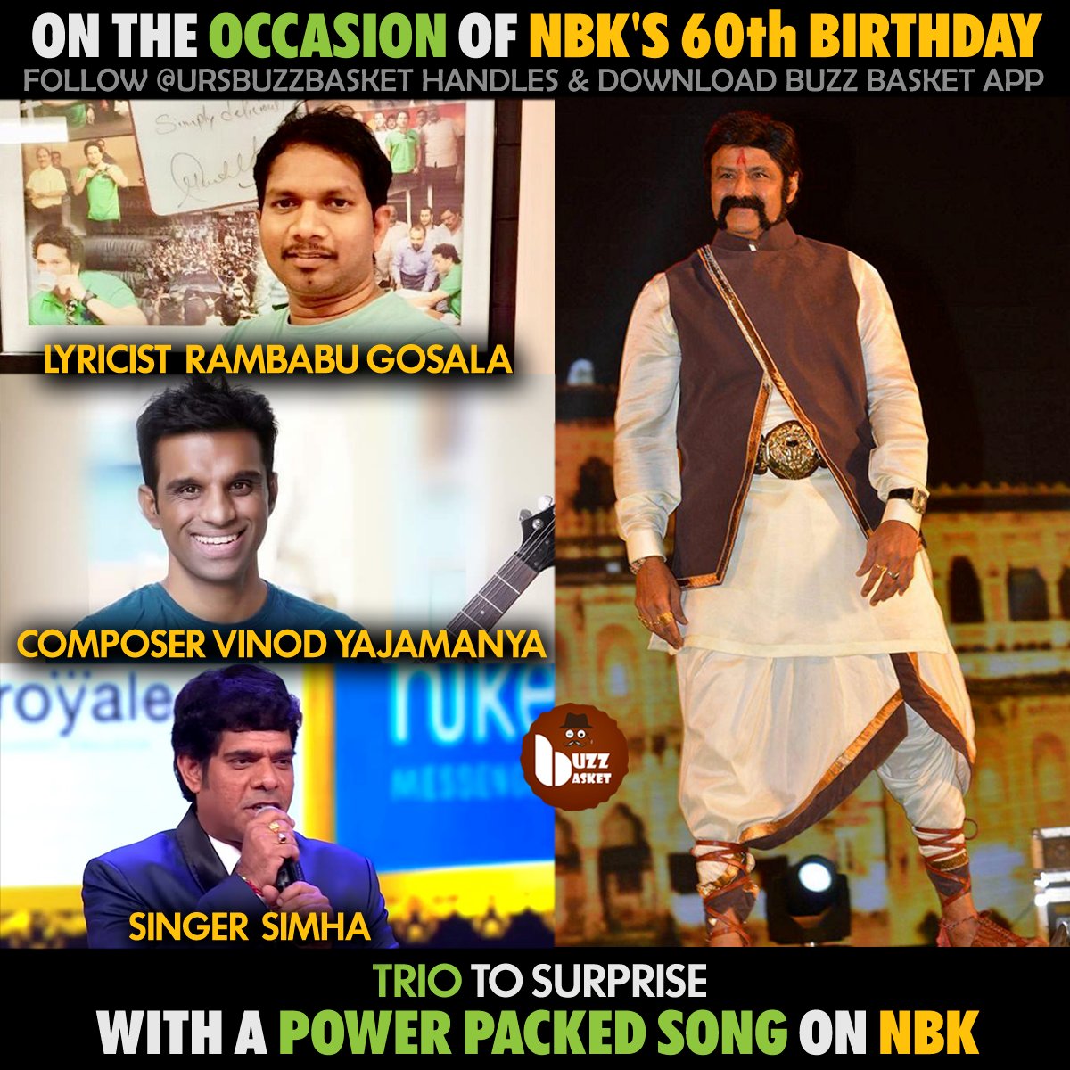 Power-Packed Special Song on #NandamuriBalaKrishna by Tomorrow 🔥
Lyrics - @gosala_lyricist 
Music - @vinodyajamanya 
Vocals - @SingerSimha

#NBK60BirthdayCelebrations #NBK60 #NBK #Balayya