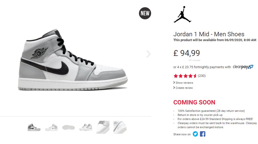 air jordan 1 mid smoke grey footlocker