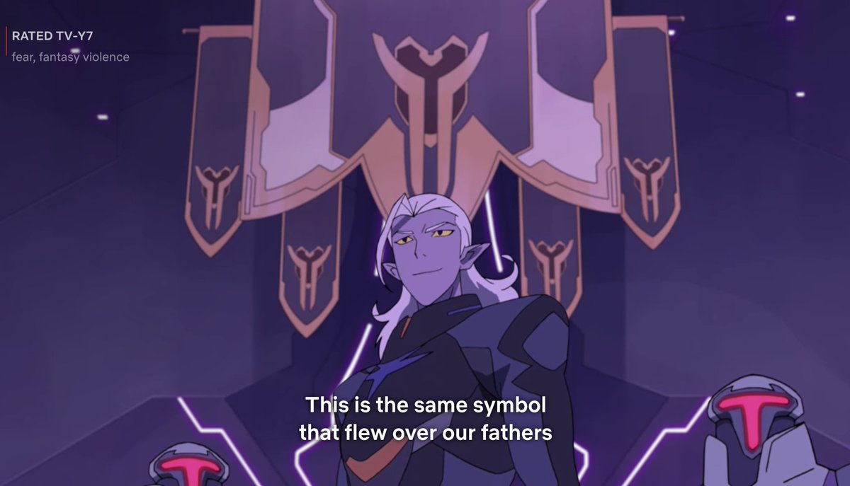 He is so royal that he has royal banners to display when she and the paladins visit his base because Allura is royalty.It took five seasons, but there was a character who acknowledged that Allura had a duty to her people due to her status. A burden Lotor sympathized with.