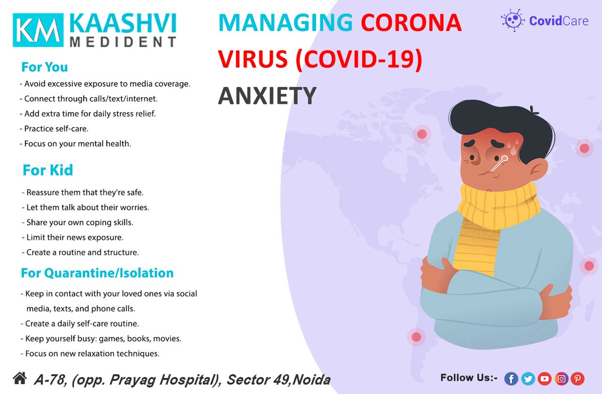 kaashvimedident's tweet photo. MANAGING CORONA VIRUS(COVID-19) ANXIETY
#COVID19 #coronavirus #Unlock1 #unlock2 #SafeSmartStepbyStep #health #lifestyle https://t.co/Aoggt1hNRd