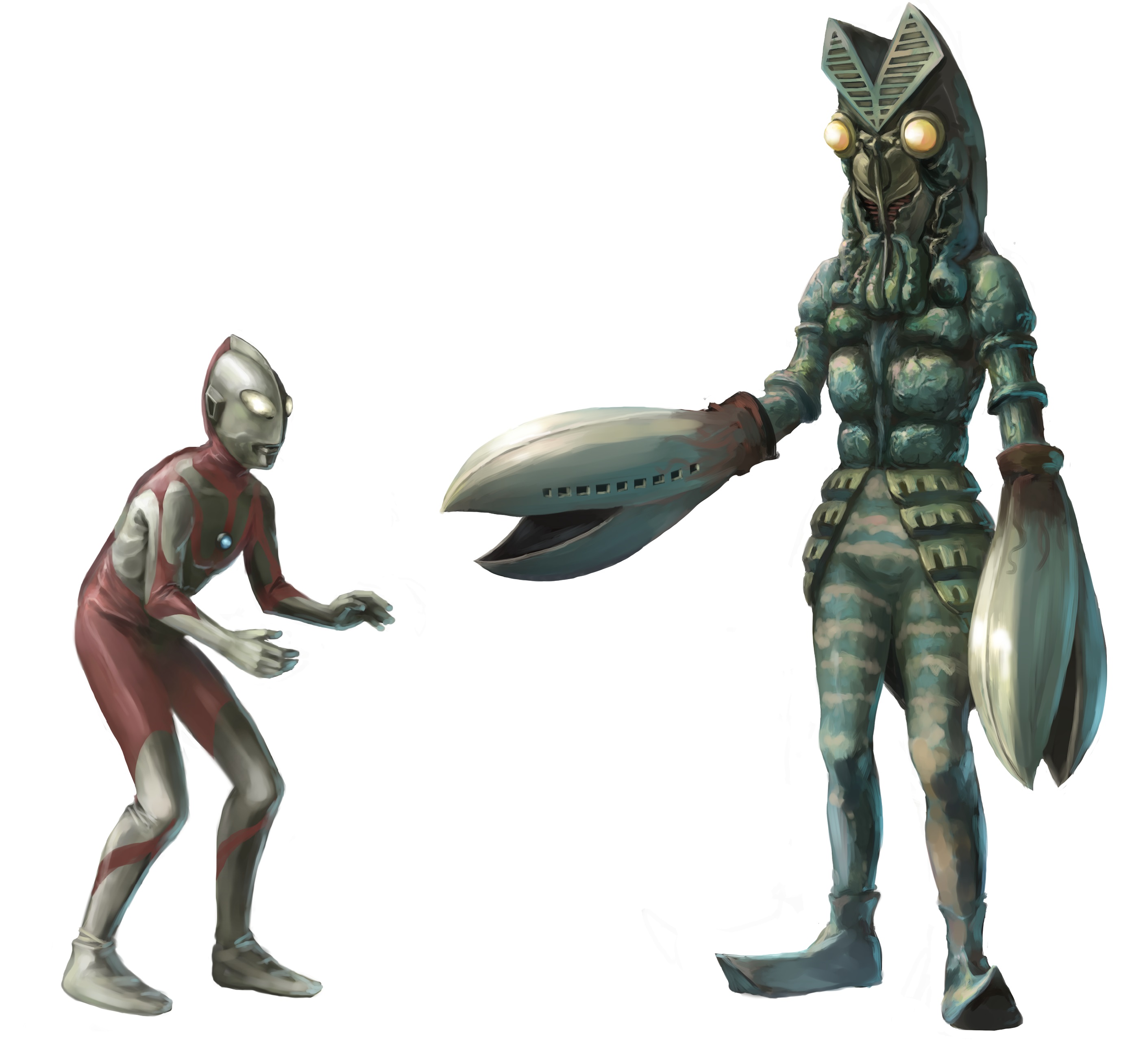 Ultra Taf バルタン星人の身長は50メートルです 左のイラストはその設定のサイズです 右は本編のサイズです バルタン星人 ウルトラマン T Co 4q52yzf0 Twitter
