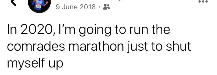 I would later tell  @Sammyphax1 that I wanted to run  @ComradesRace but seeing that 2019 was an up run, I would ready myself for 2020. Looking back, I think the underground gang knew that  #Covid_19 was coming and they did their thing