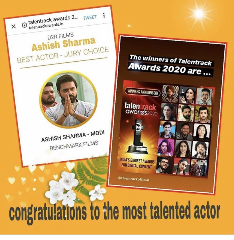 zoinxy's tweet photo. @ashish30sharma 
Yeahhhhhh ...
TalentTrack Awards 
#Best Actor —Jury Choice 
AshishSharma -MODI 
Terrific Ashish !! You were  perfect absolutely Into the role of Modi✔️
Congratulations !! And Many Many More ... Journey baaki hai ...
@ArchanaTaide ... @umeshkshukla 
#AshishEdits https://t.co/i1PGkTT7zm