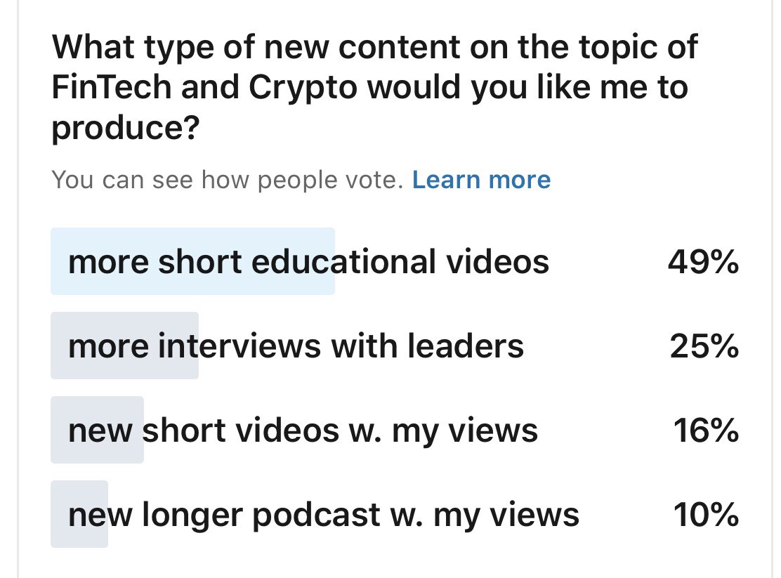 HenriArslanian's tweet photo. The results are out! Seems will be putting my professor hat on more often!
I can promise you that in addition to your weekly #CryptoCapsule and #Future of #Money LinkedIn newsletter, you should expect to see more #educational content and #interviews with industry leaders! https://t.co/JLkFfoeECW