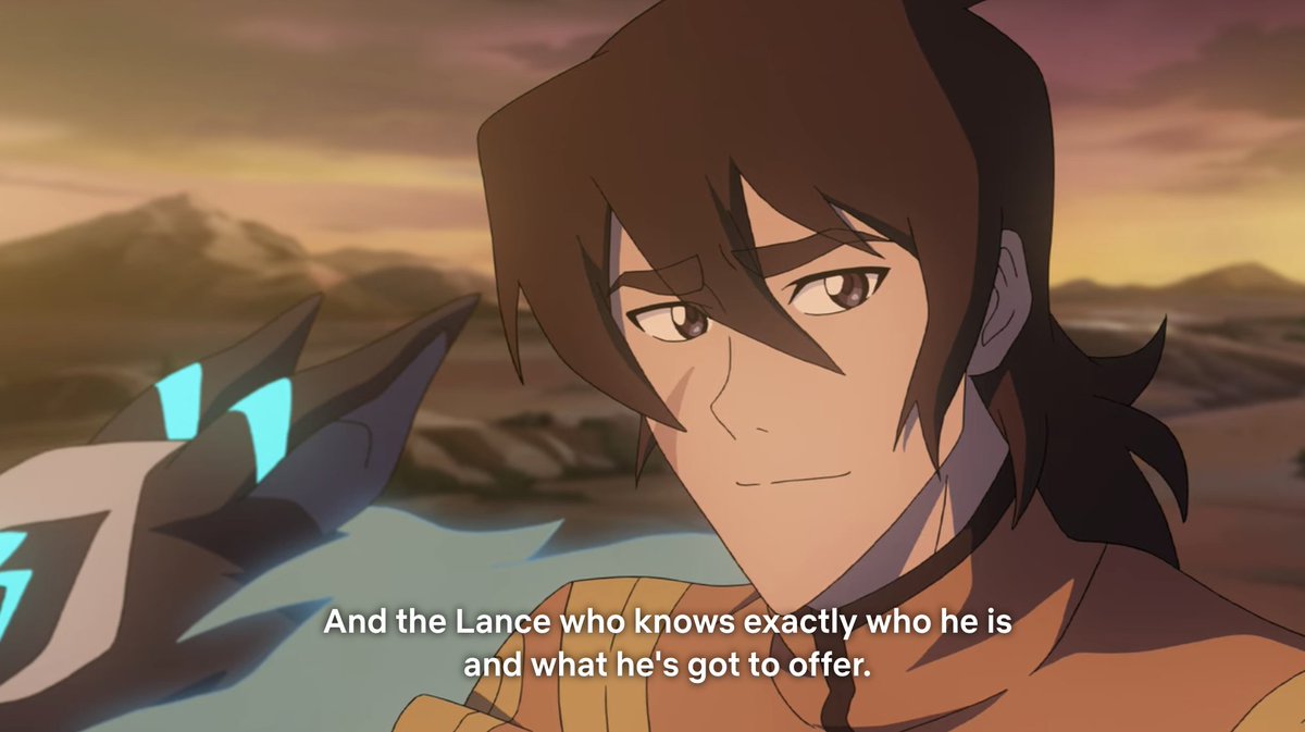 Lance's arc is about his confidence and being less selfish. He has these big moments with another character - even in the final season when he's dating Allura. Huh! Weird!Lance doesn't do anything to support Allura's story.