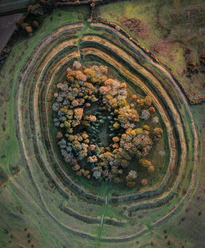 Badbury Rings in Dorset. The image is a composite of dozens of smaller ones taken with a drone and stitched together. #ironage #hillfort #dorset