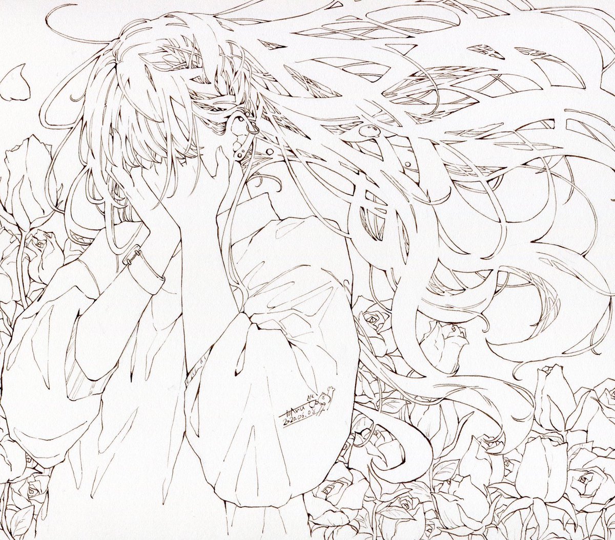 昨日の絵線画頑張ったので見てください🤭