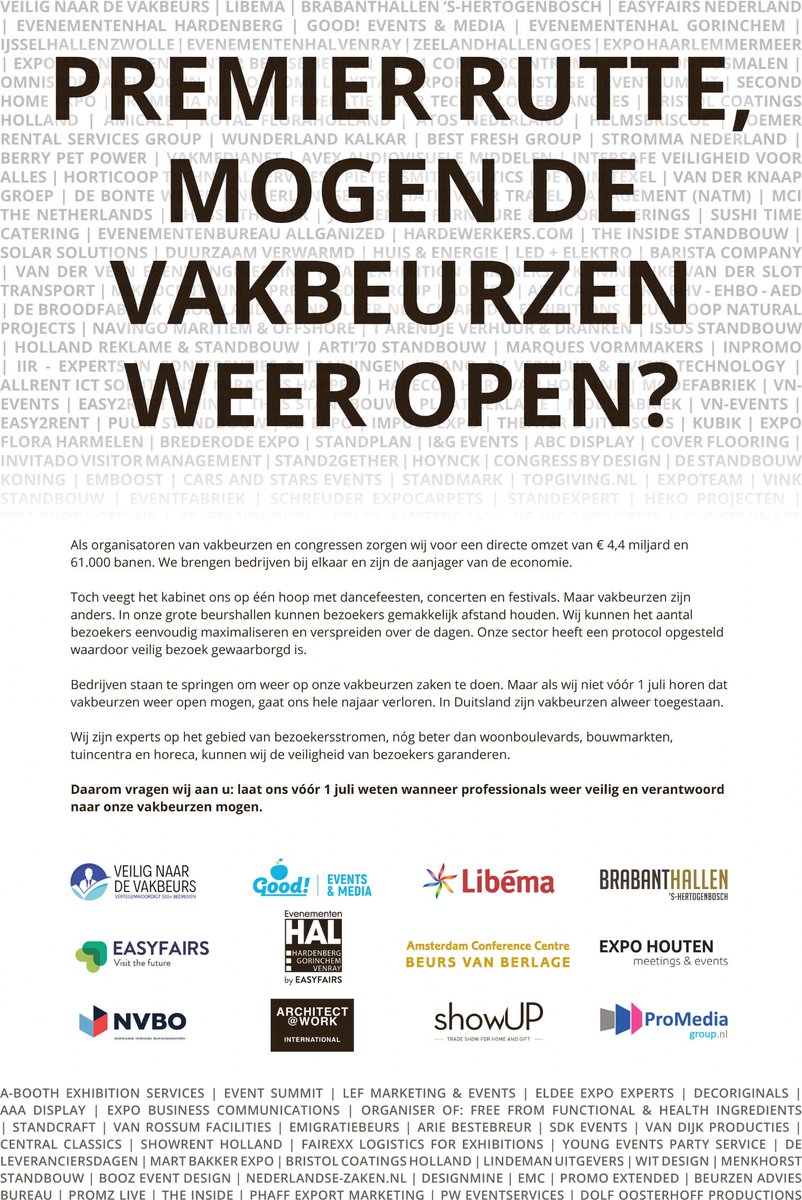 Premier Rutte, mogen de vakbeurzen weer open?