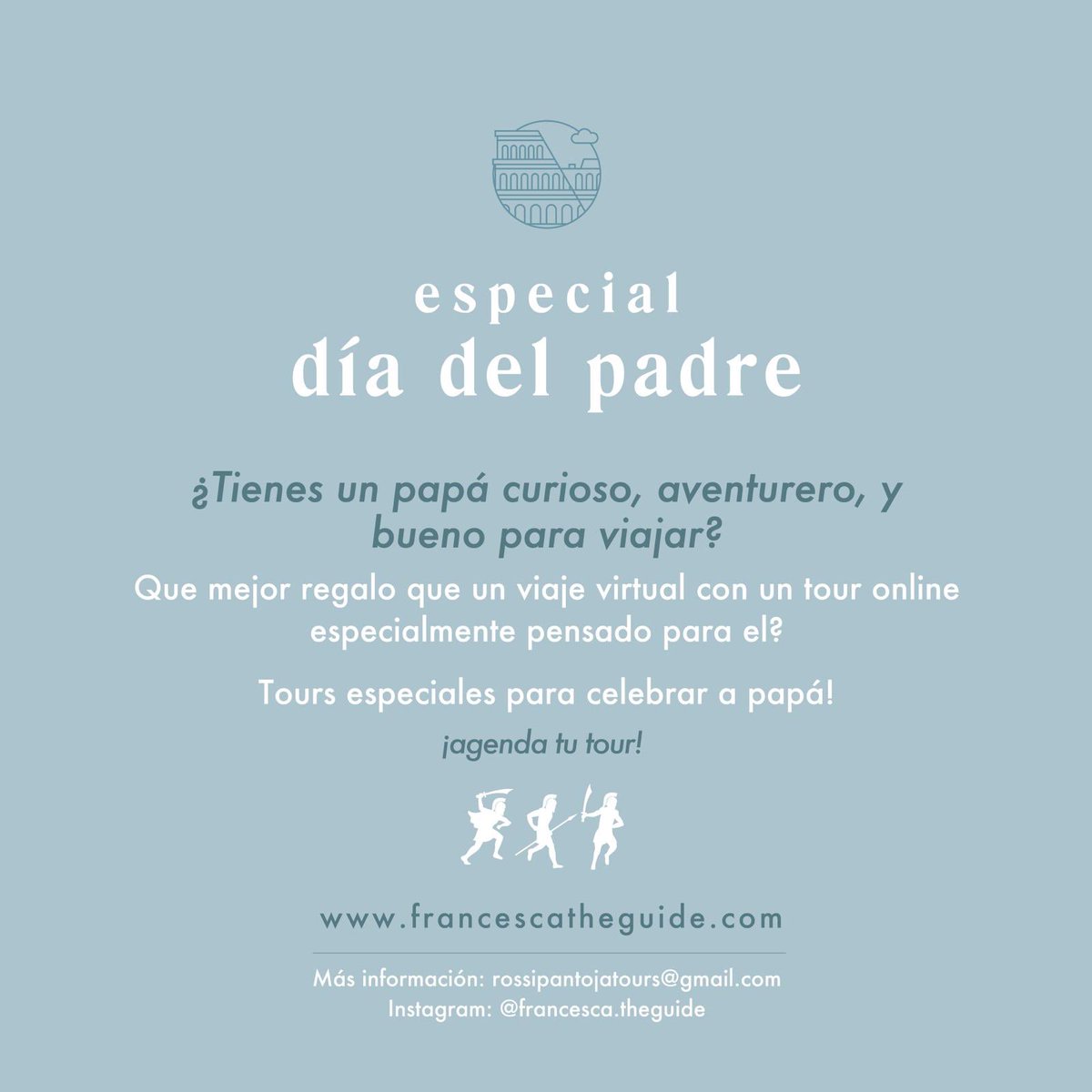FrenchiRossi's tweet photo. Especial día del padre! Tours pensados para viajar desde la casa con tu papá! https://t.co/mWLowiywWg https://t.co/saNXFVCFNN