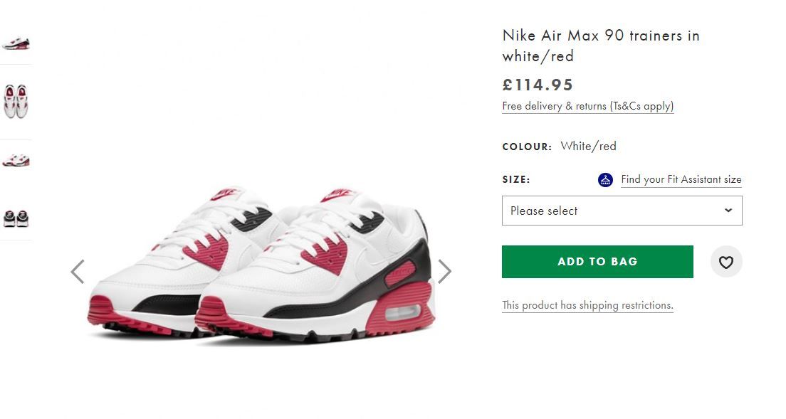The Sole Restocks on Twitter "Nike Air Max 90 "White Red" LIVE at ASOS