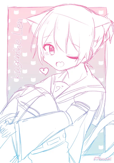 猫耳レンくん??とドヤリンちゃん?✨のラフ!
#鏡音レン #鏡音リン 